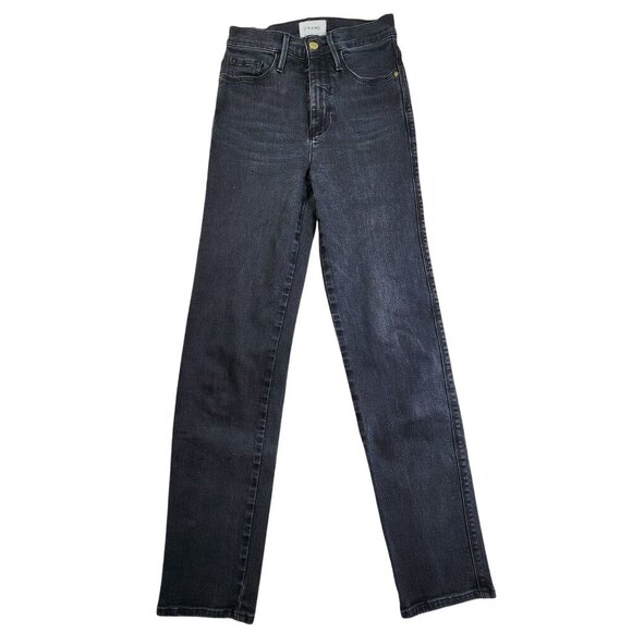 Frame Le Sylvie Slender Straight Jeans Size 25 Dark Wash Cotton/Modal Blend Deni - Picture 14 of 15